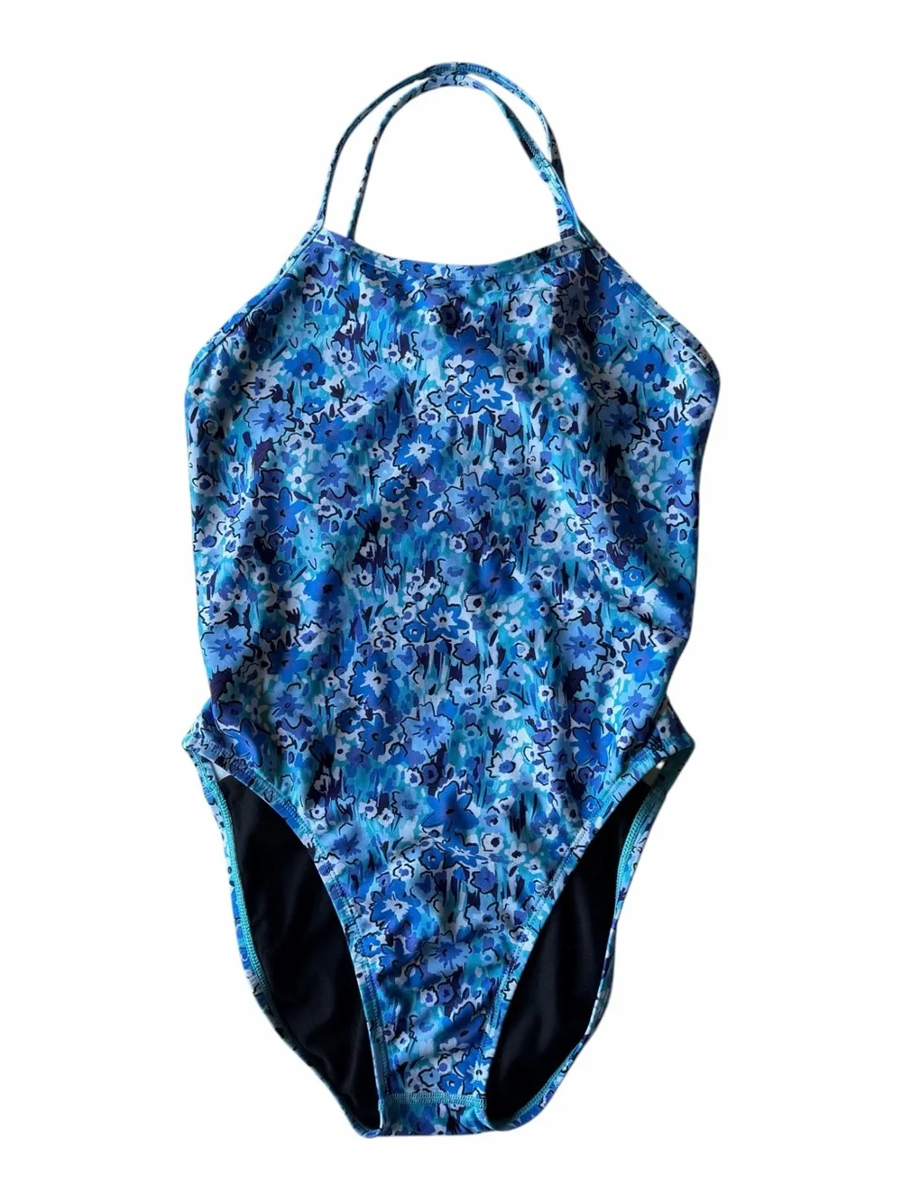 JOLYN Gavin 2 Blue Floral One Piece Swimsuit Size 30 4/6 Open Back Tie Back